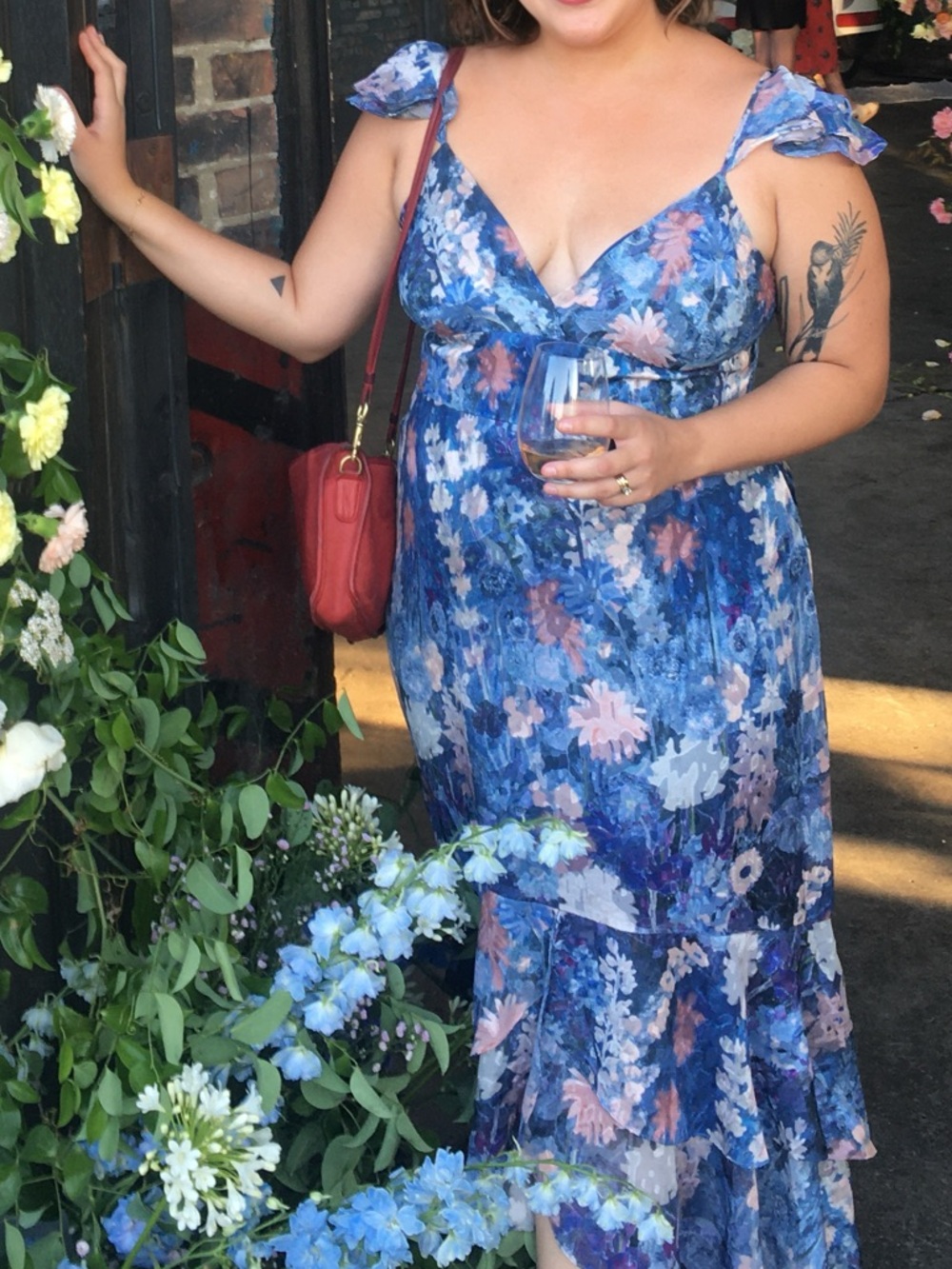 Anthropologie Blue Floral Midi Dress - Picture 6 of 6